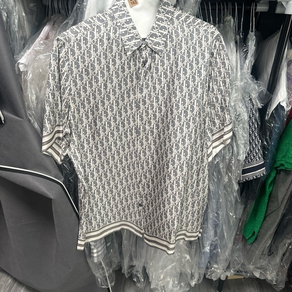 Dior Monogram Casual Button Down Shirt - Gray and White - Picture 1 of 8